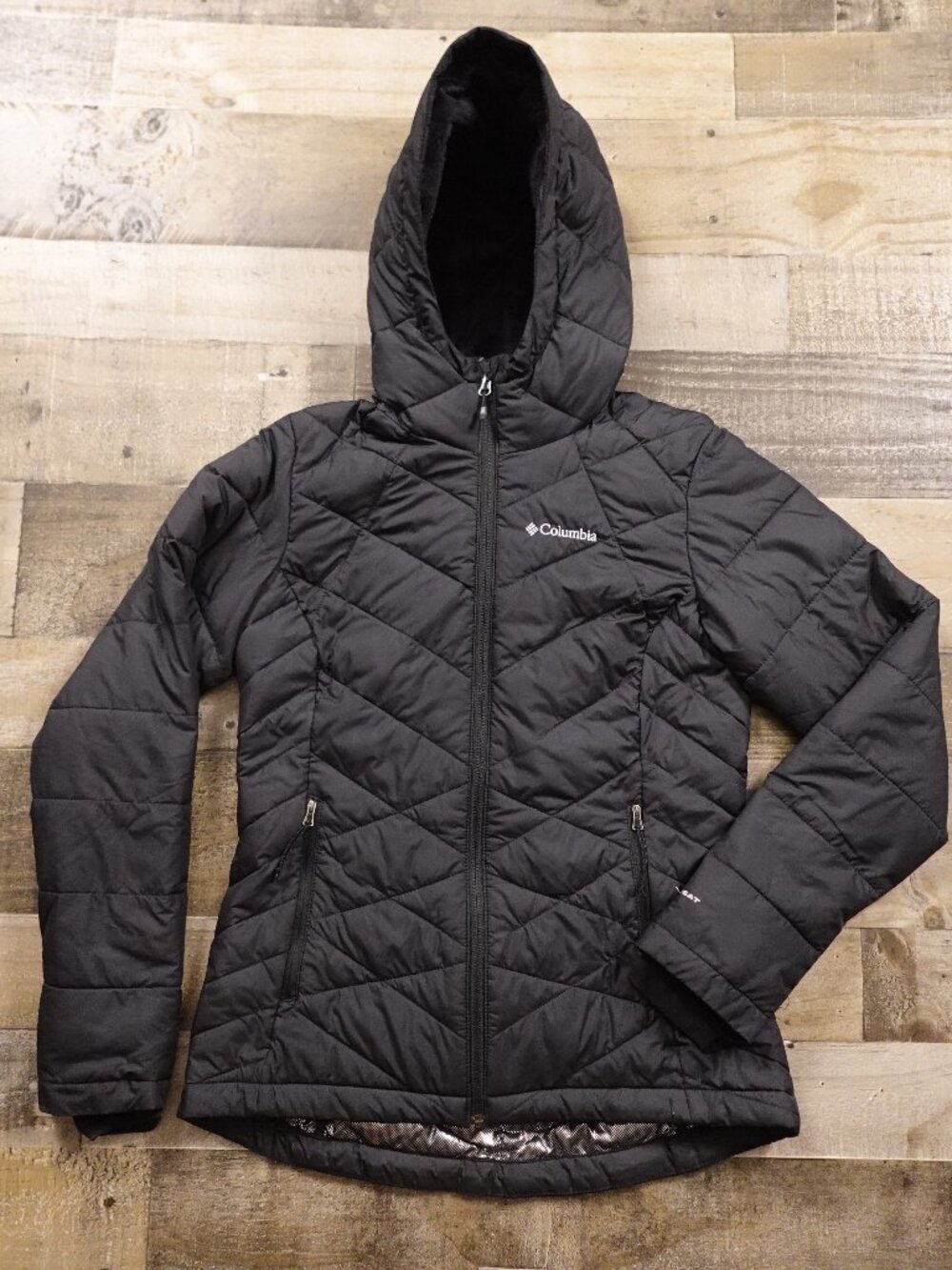 Columbia Heavenly Hooded Jacket Women’s Small Black Omni-Heat Insulated